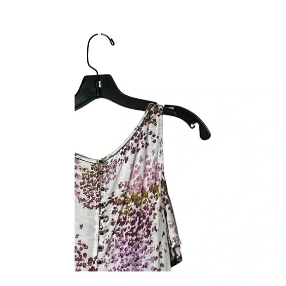 1905. LUCKY BRAND COLD SHOULDER TOP BEADING AROUND NECK‎ SIZE SMALL FLORAL WHITE - Picture 7 of 9